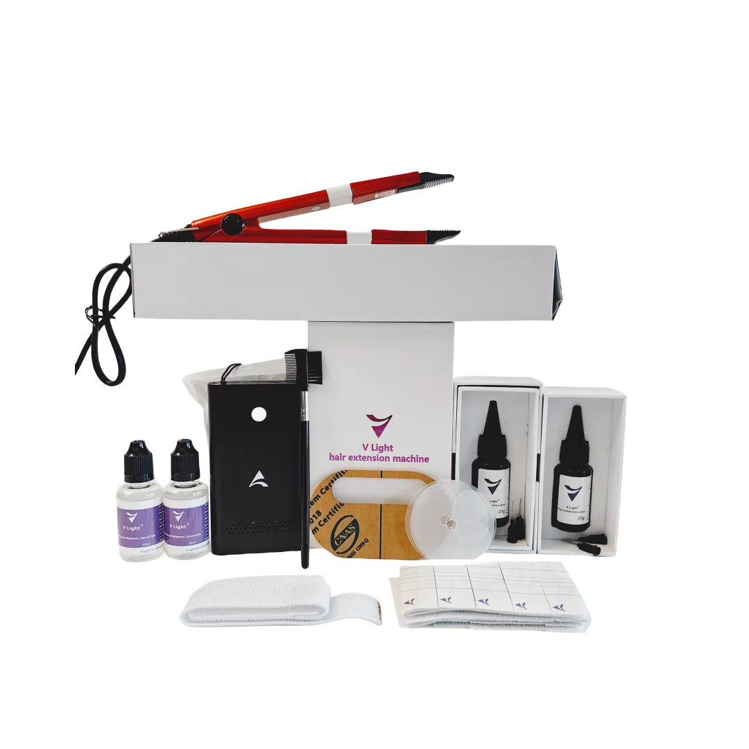 ขายดี!อุปกรณ์ต่อผมเทคโนโลยี V-Light 2024จับคู่กับกาวสติกเกอร์และสายรัดข้อมือ2ขวด