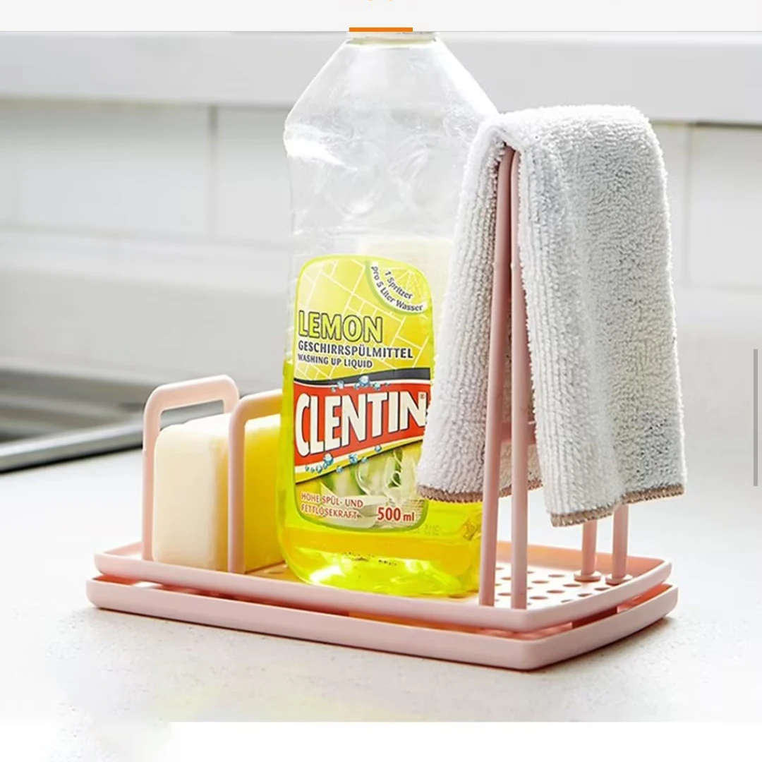 Kitchen Desktop Rag Rack Multi-Function Dish Cloth Drain Free Punching Sponge Soap Shelf Home Storage Holders Rack Dish Drainer