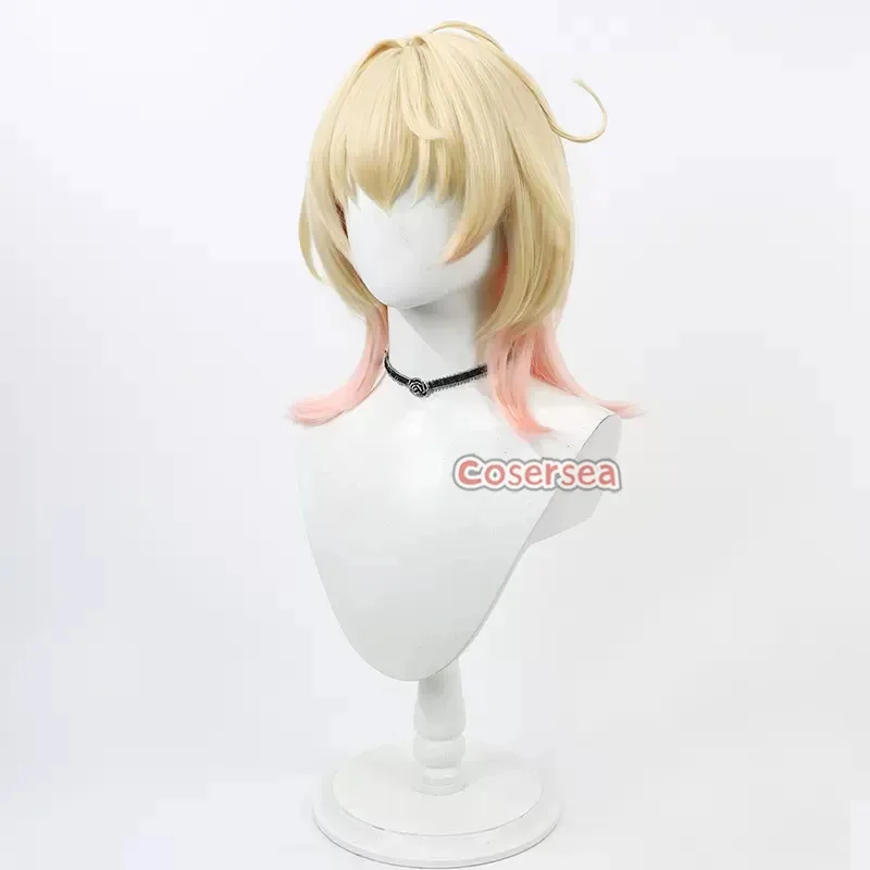Cosersea emilie cosplay perucas jogo genshin impacto emilie 55cm em linha reta longa loira misturada rosa peruca de cabelo sintético resistente ao calor