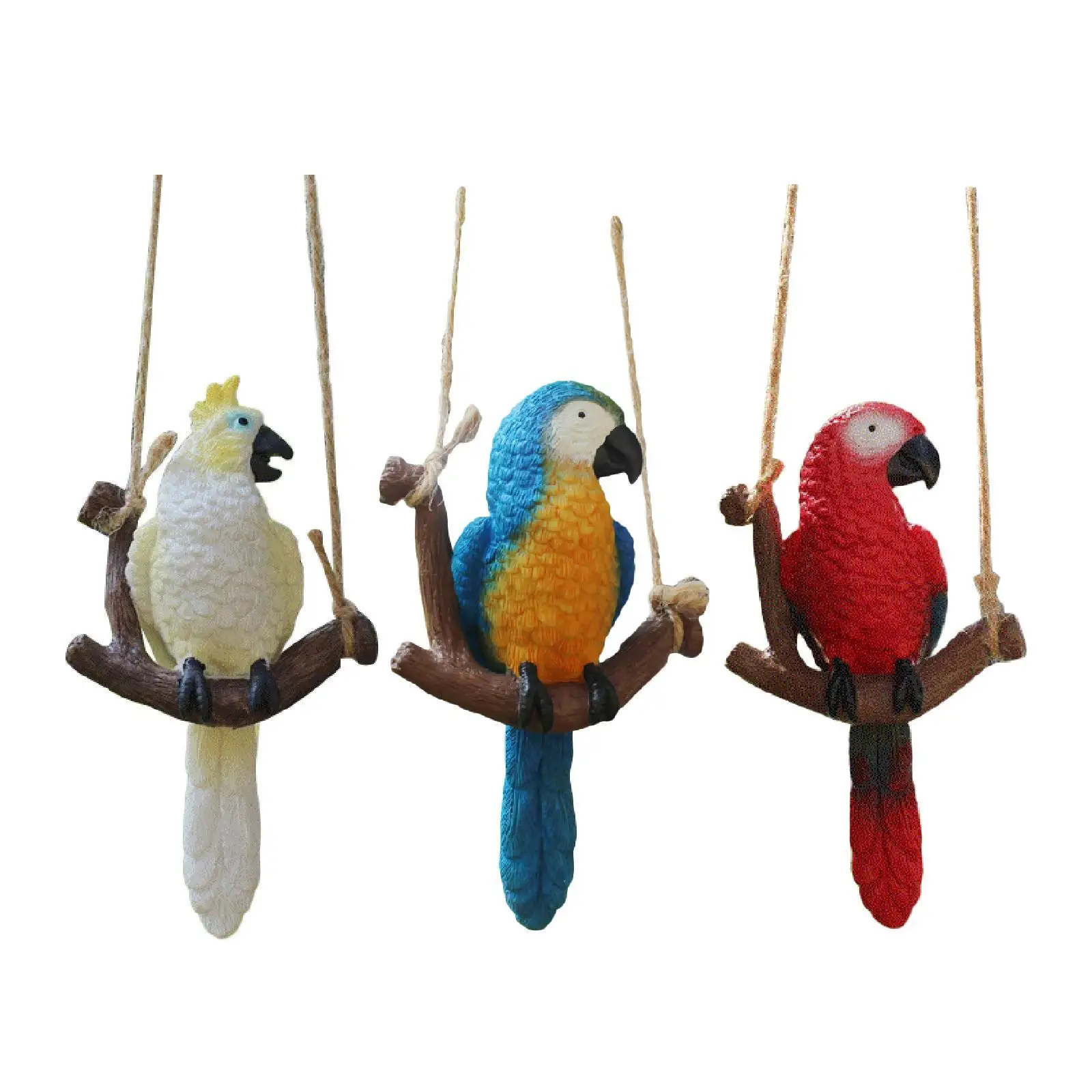 Resin Garden Bird Statue Decoration Gift Adorable Collectible Garden Parrot Figurine for Indoor Outdoor Porch Home Patio Fence