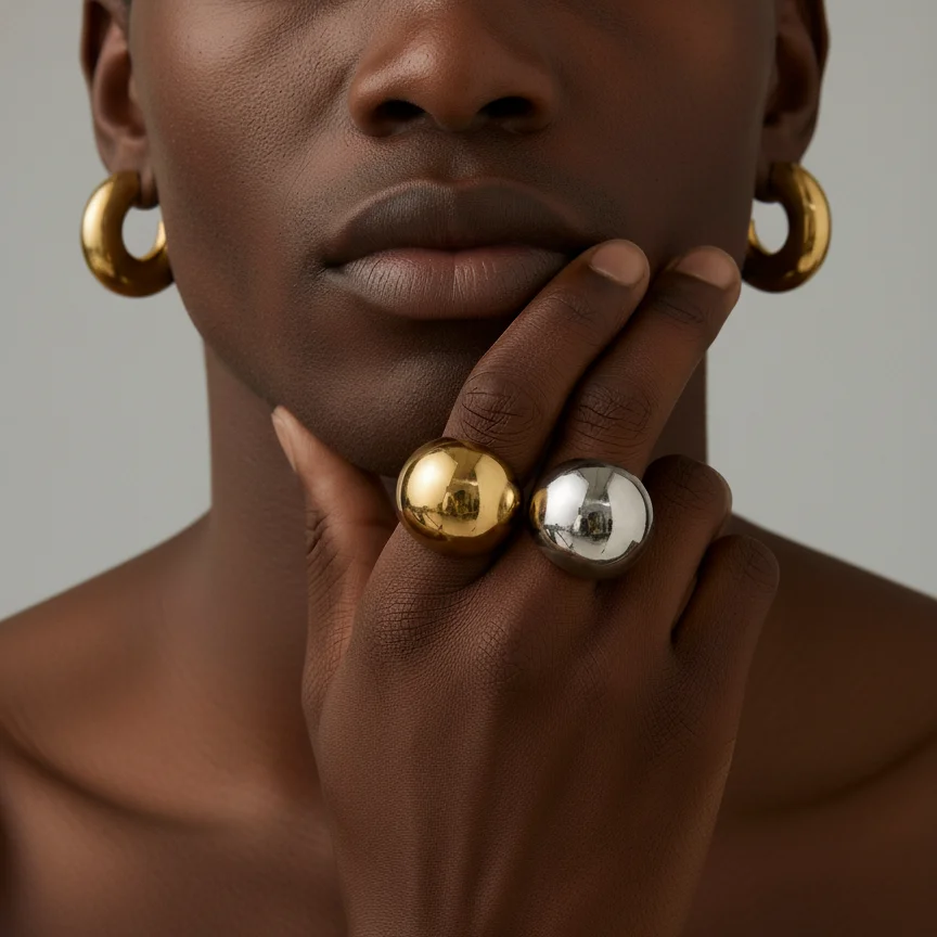 St.delan New Arrival Smooth Polished Dome Ring Stainless Steel Minimalist Fashion Jewelry