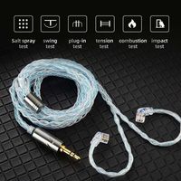 8-Strand QKZ T1 Headphone Cord Upgrade Cord Silver Plated KZ Earphone Cable 0.75MM 2Pin 200 Core TC KZ Wired Headphones