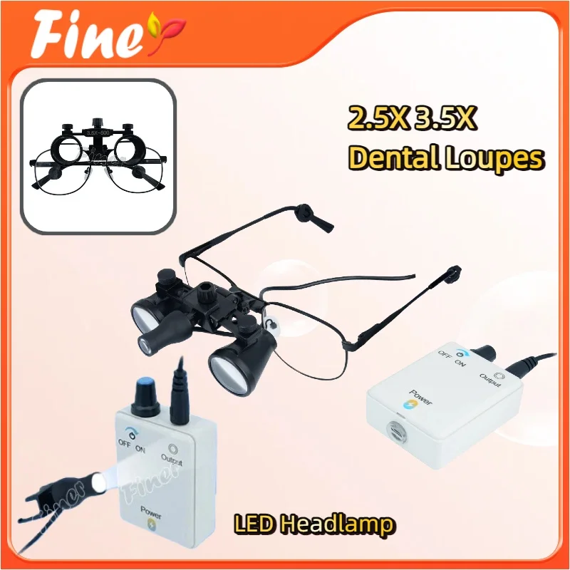 

Dental Magnifying Glass Professional Dental Loupes 2.5X 3.5X Ergonomical Loupes LED Headlamp Binocular Magnifying Glass