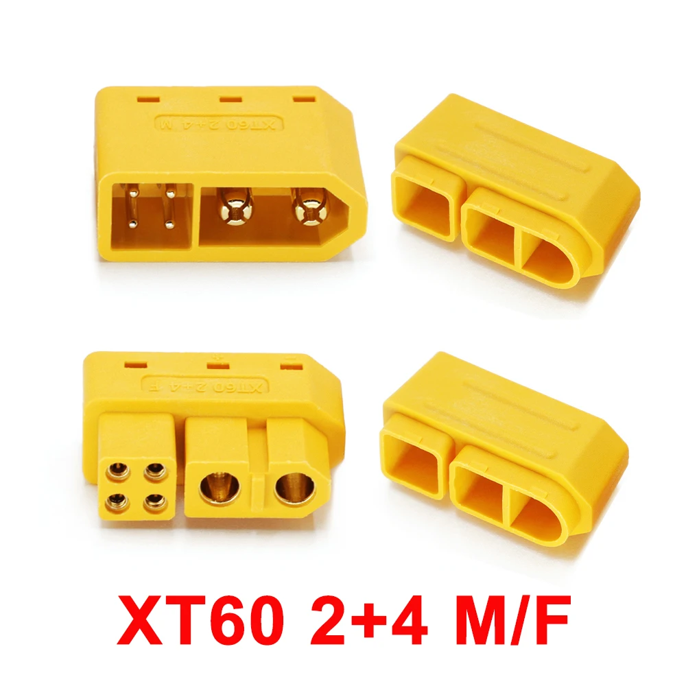 XT60 (2+4) With Signal Pin Model Aircraft High Current Lithium Battery Plug With Sheath 6Pin Welding Wire Connector Male/Female