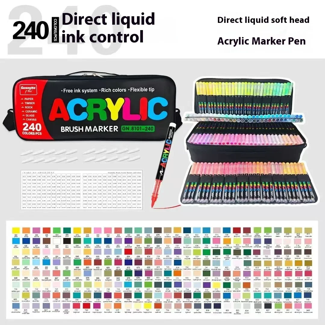 

От 12 до 240 цветов, набор маркеров для акриловой краски, кисть с несколькими наконечниками, маркер для наскальной живописи, принадлежности для рукоделия, профессиональные школьные инструменты
