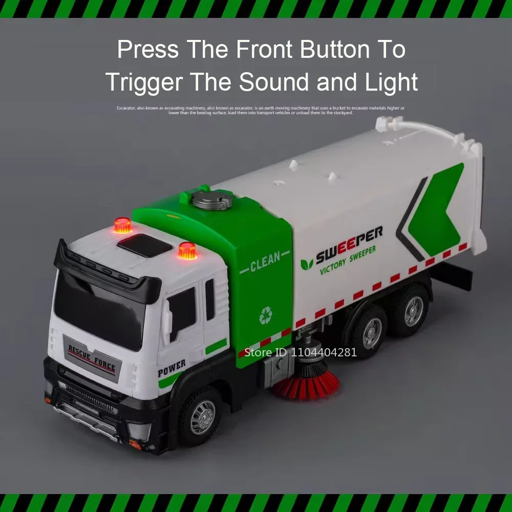 1:32 liga urbana saneamento vassoura modelo brinquedos diecast portas de carro aberto som luz puxar para trás veículo brinquedos educativos das crianças