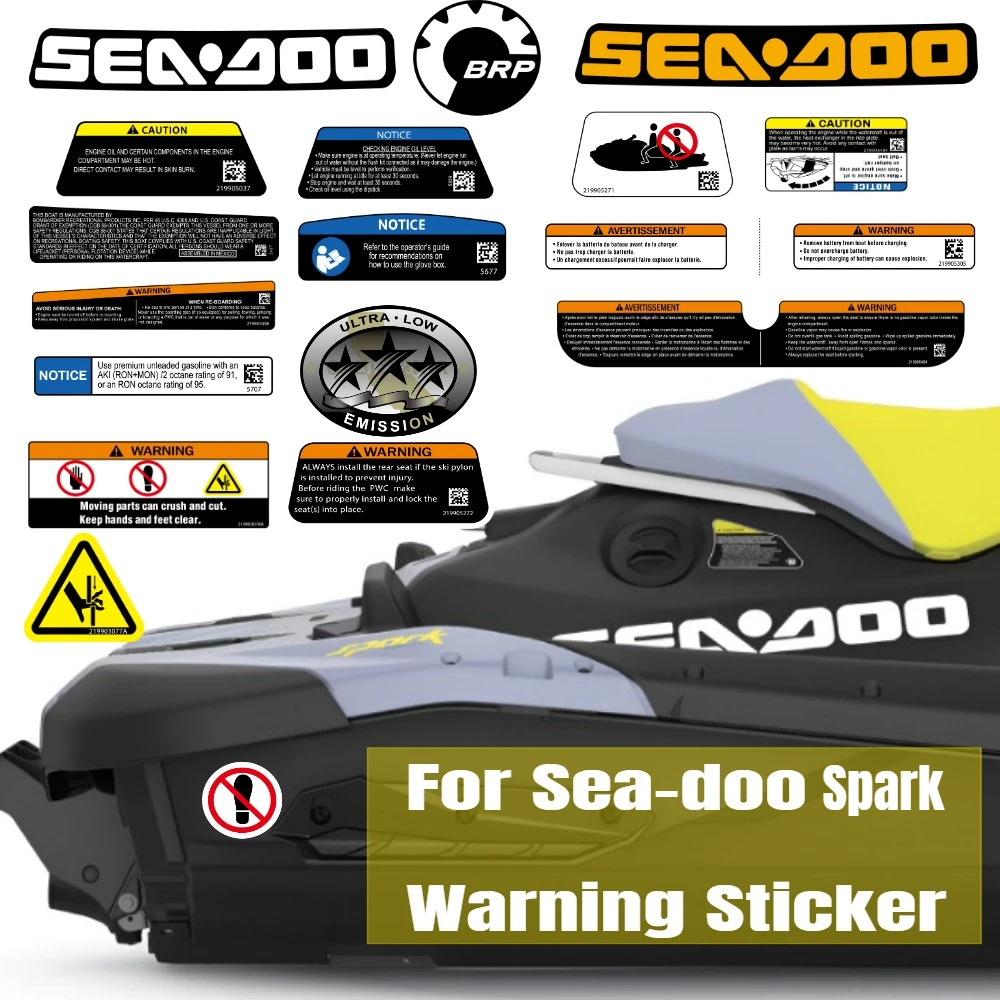 For BRP Sea-doo Spark-300 Warning Sticker Seadoo Spark300 Jet Ski Reflective Waterproof Accessories