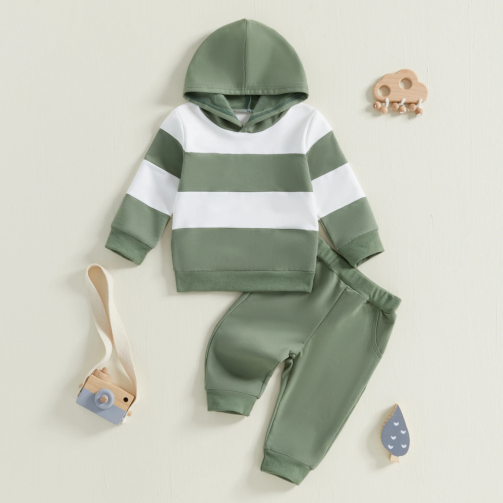 Toddler Infant Casual Tracksuits for Boy Autumn Outfit Sets Fashion Long Sleeve Striped Hoodie Elastic Band Pants Children Suit