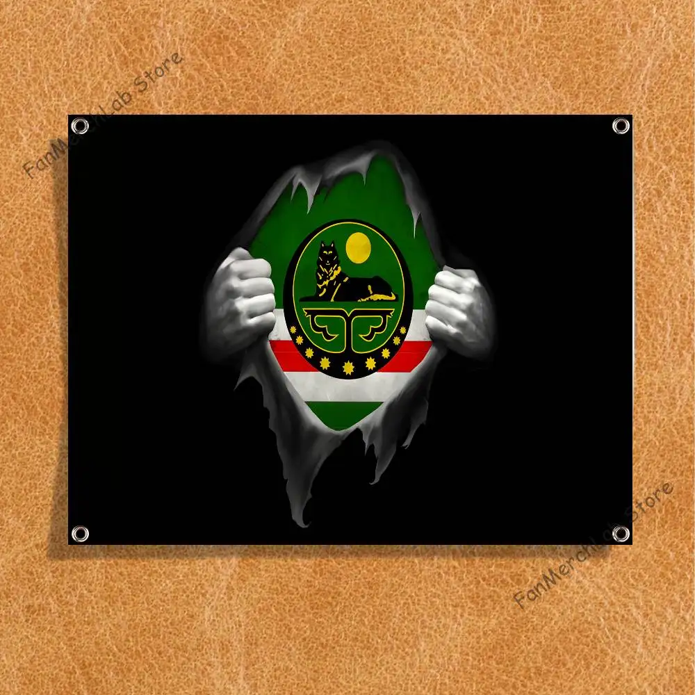 Chechen Coat Arms Flag Tapestry Banner For Bedroom Outdoor Living Room Restaurant Bar Wall Decor Party