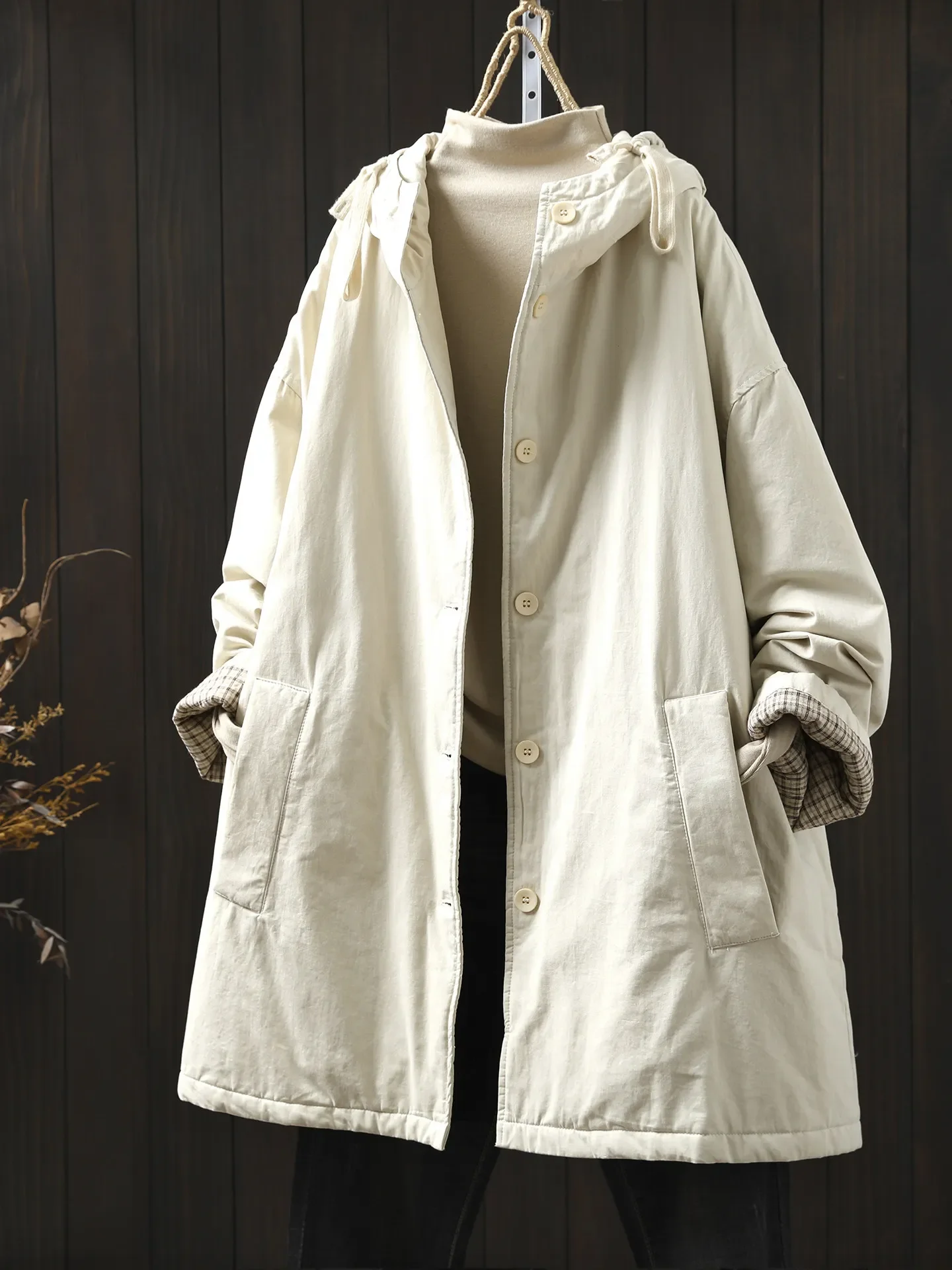 Winter New Women's Windbreaker Down Cotton Jacket Hooded Commuter Cotton Jacket