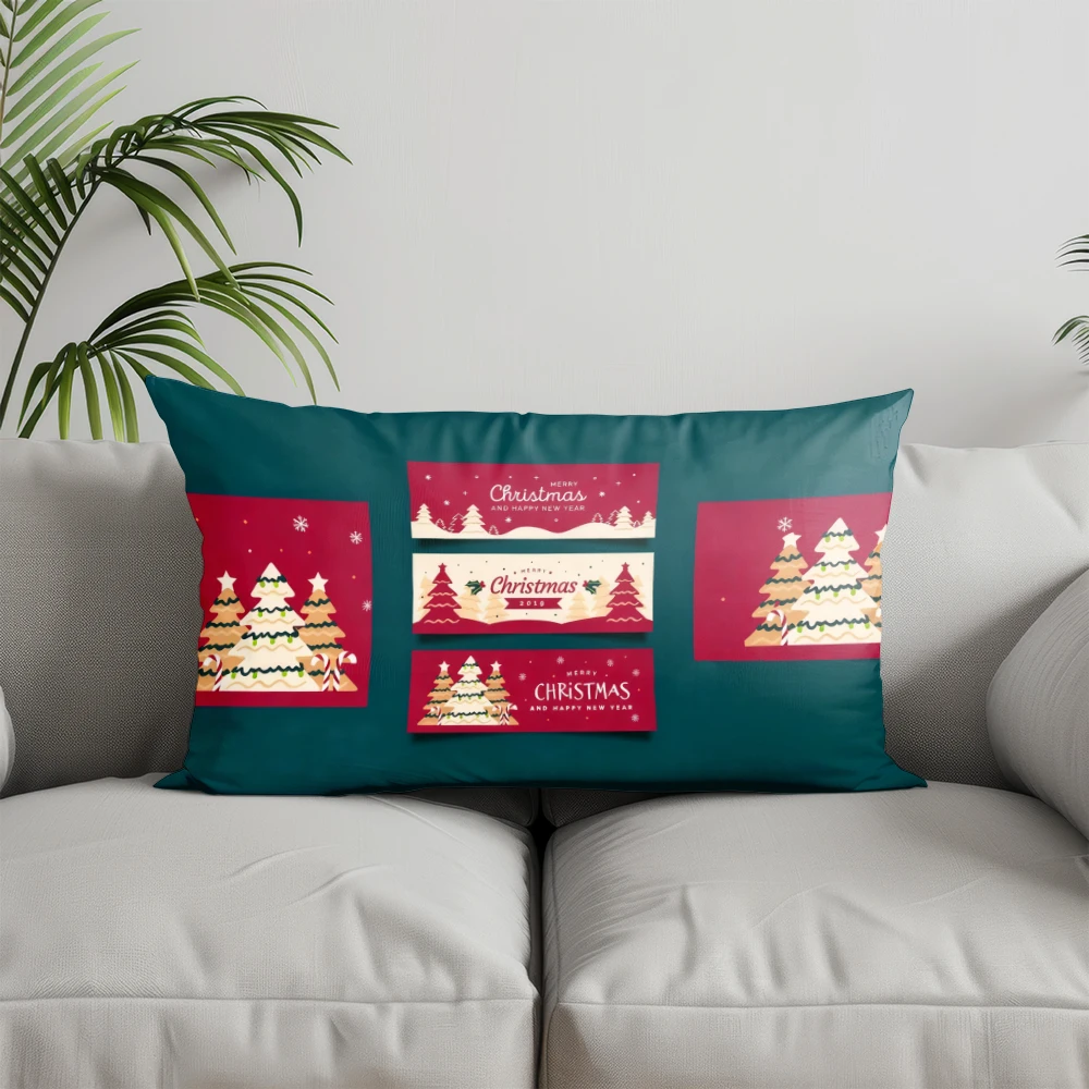 ديكور المنزل الغزلان ونجمة عيد الميلاد وسادة غطاء مناسبة ل أريكة غرفة نوم سيارة وسادة غطاء وسادة مستطيلة الظهر وسادة #4