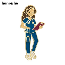 Hanreshe Cartoon Women Dcotor Nurse Enamel Brooch Pin Medical Jewelry Lapel Backpack Bag Badge Accessories Gift
