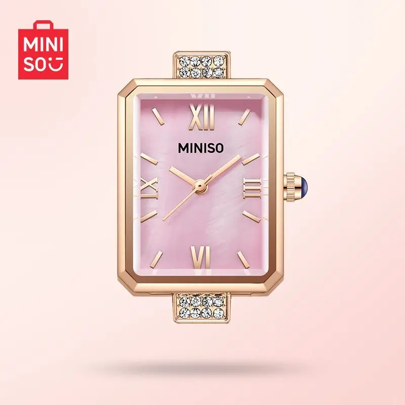 Miniso genuino nuevo pequeño reloj cuadrado ligero de lujo temperamento relojes de cuarzo