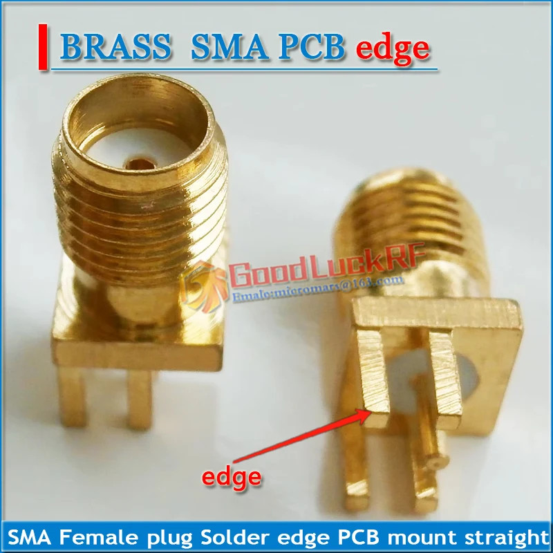 1X Stuks Rf Connector 0.62 ''Socket Sma Vrouwelijke Plug Solder Edge Pcb Clip Mount Straight Vergulde Coaxiale Rf adapters