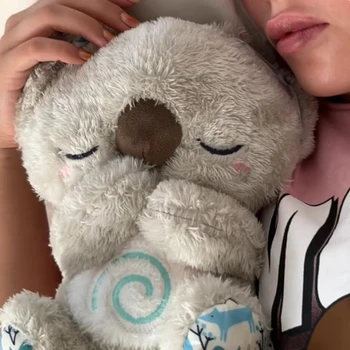 편안한 수달 수면 불안 해소 코알라, 코알라 호흡 봉제 장난감, 음악과 함께