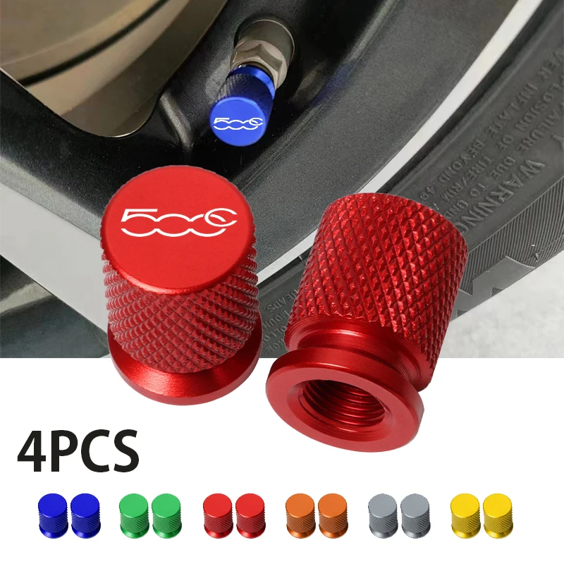 

For FIAT 500 500C 2007-2013 For PANDA 2003-2012 Car Wheel Tire Valve Caps Tyre Stem Covers Airdust Waterproof Accessories 4PCS