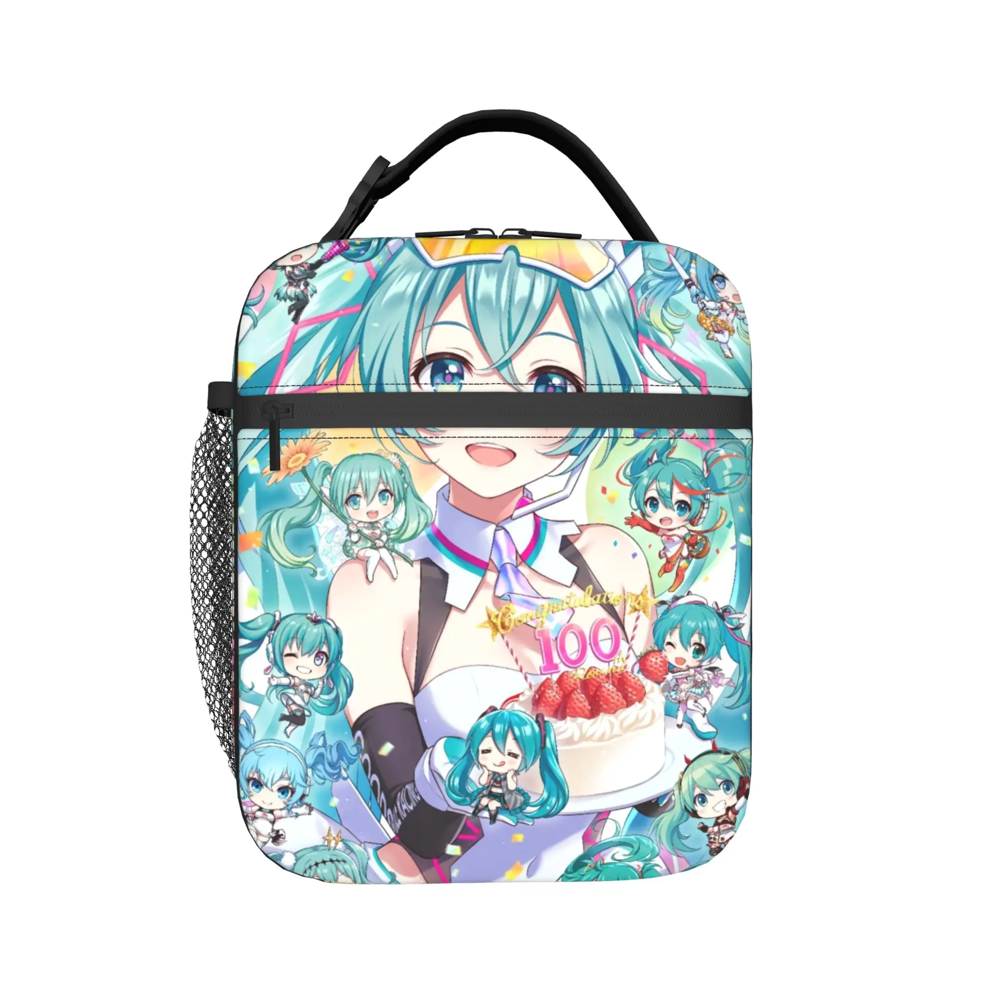 

Термоизолированная сумка для обедов Hatsune Miku Vocaloid Anime для школы, многоразовая сумка для еды, термосумка-холодильник для обедов