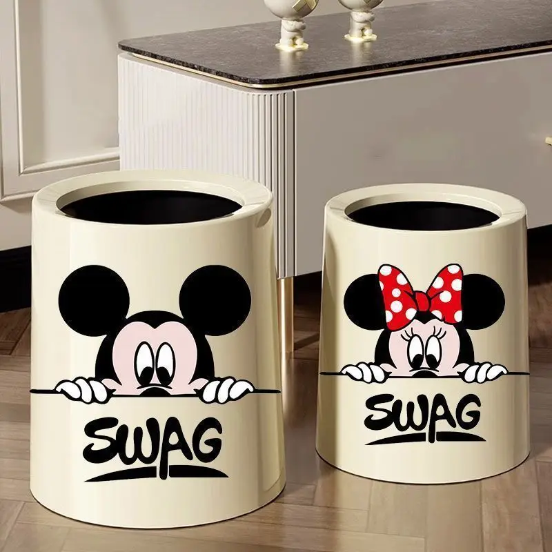 

Disney Mickey Creative With Lid Trash Can Household Living Room Kitchen Bedroom Toilet Deodorant Modern Simple With Lid