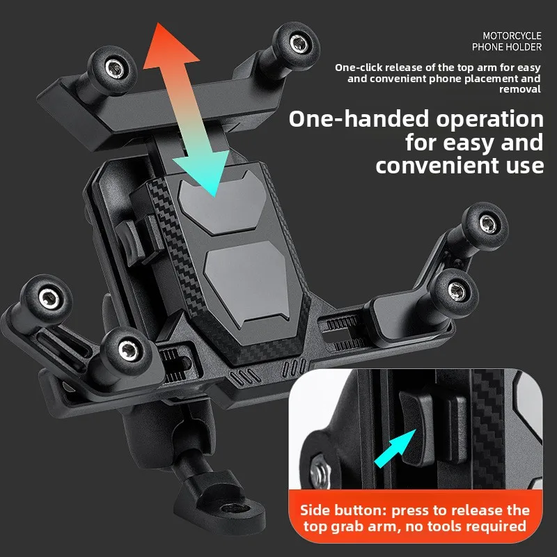 Rearview Mirror Motorcycle Phone Mount Anti-Vibration 360° Rotation Aluminum