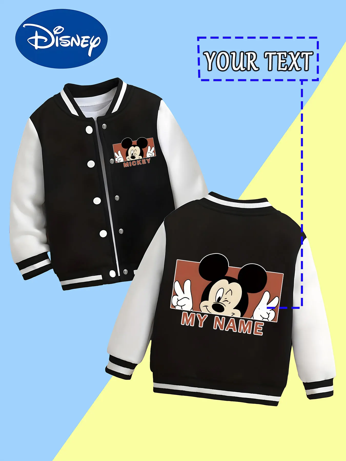 

MINISO Disney Mickey Mouse Baseball Jacket for Kids - Mickey Mouse's "Y-Y" design is cute and fun, perfect for school and family
