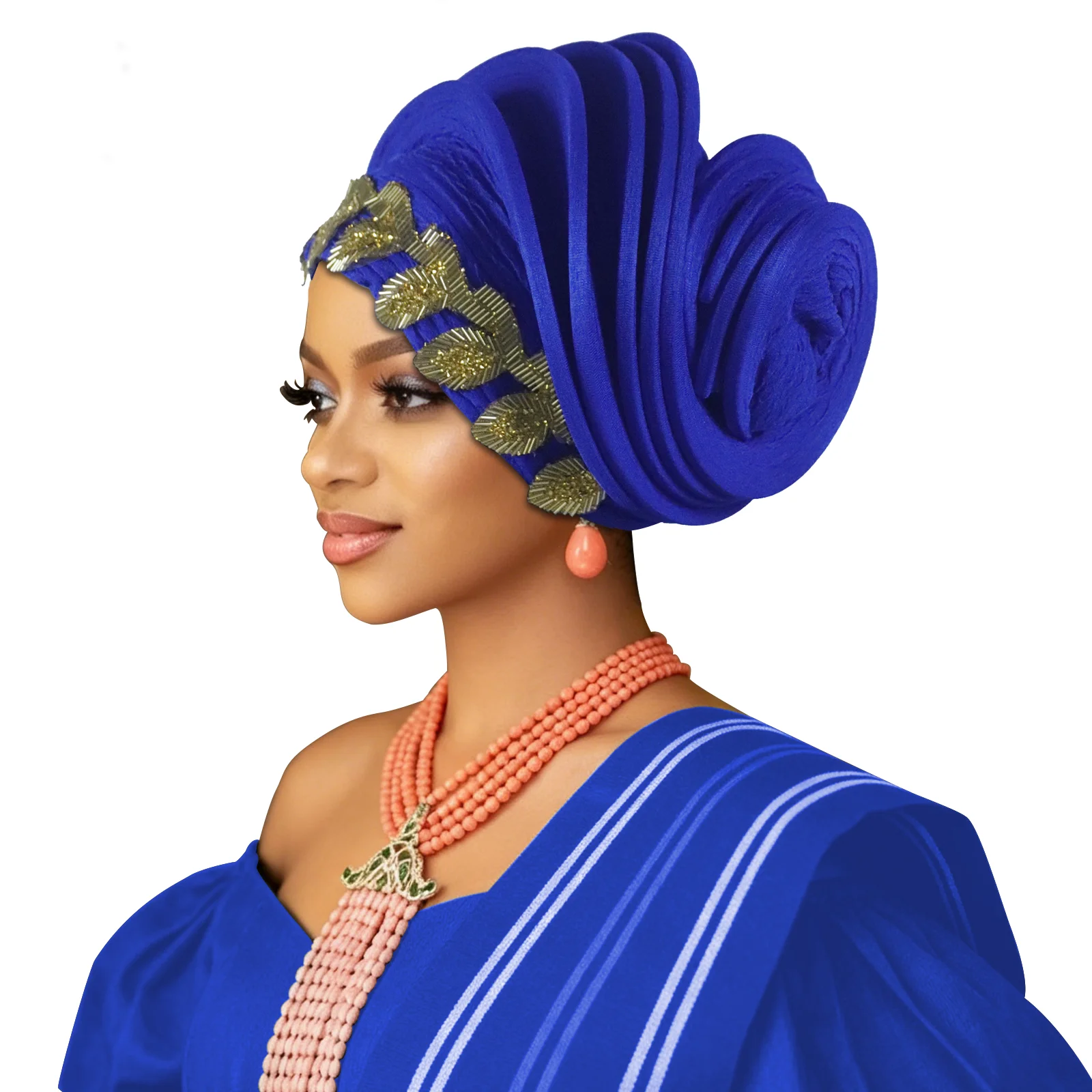 Already Made African Headtie Turban Cap Lady Head Wraps Nigerian Diamond Wedding Auto Gele Party Headgear Headpiece Hat Outfits