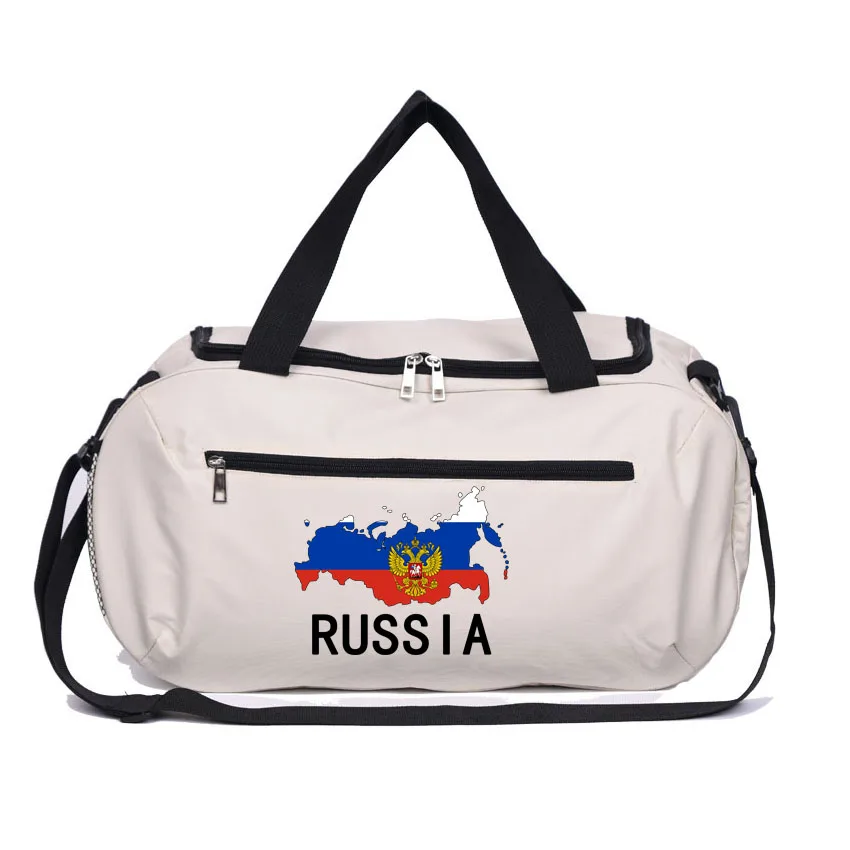 

Gym Bags Outdoor Durable Fitness Bag Russia Flag Printed Waterproof Duffle Bag Carry on Weekender Bag with Shoe Compartment