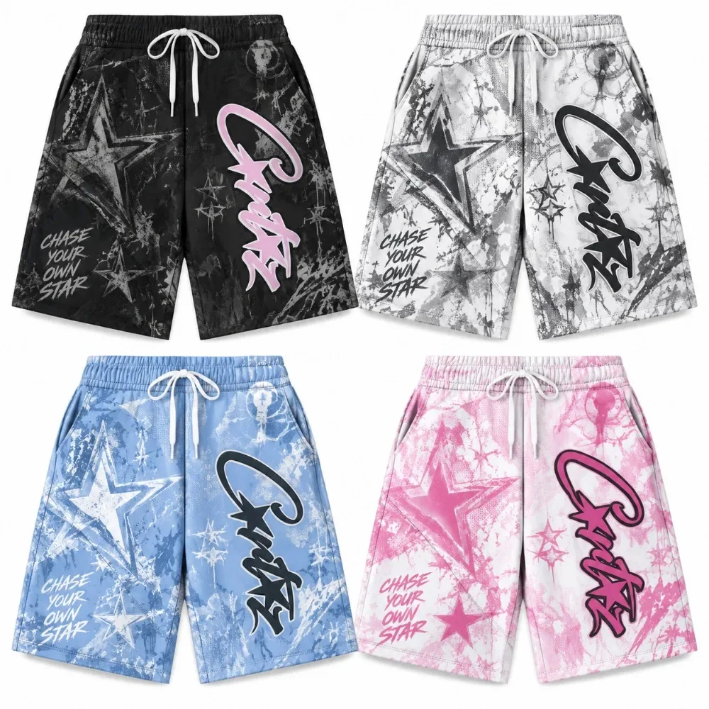 American Street-style Hip-hop 3D-print Casual Shorts Y2K Harajuku-inspired Summer Basketball Shorts for Couples