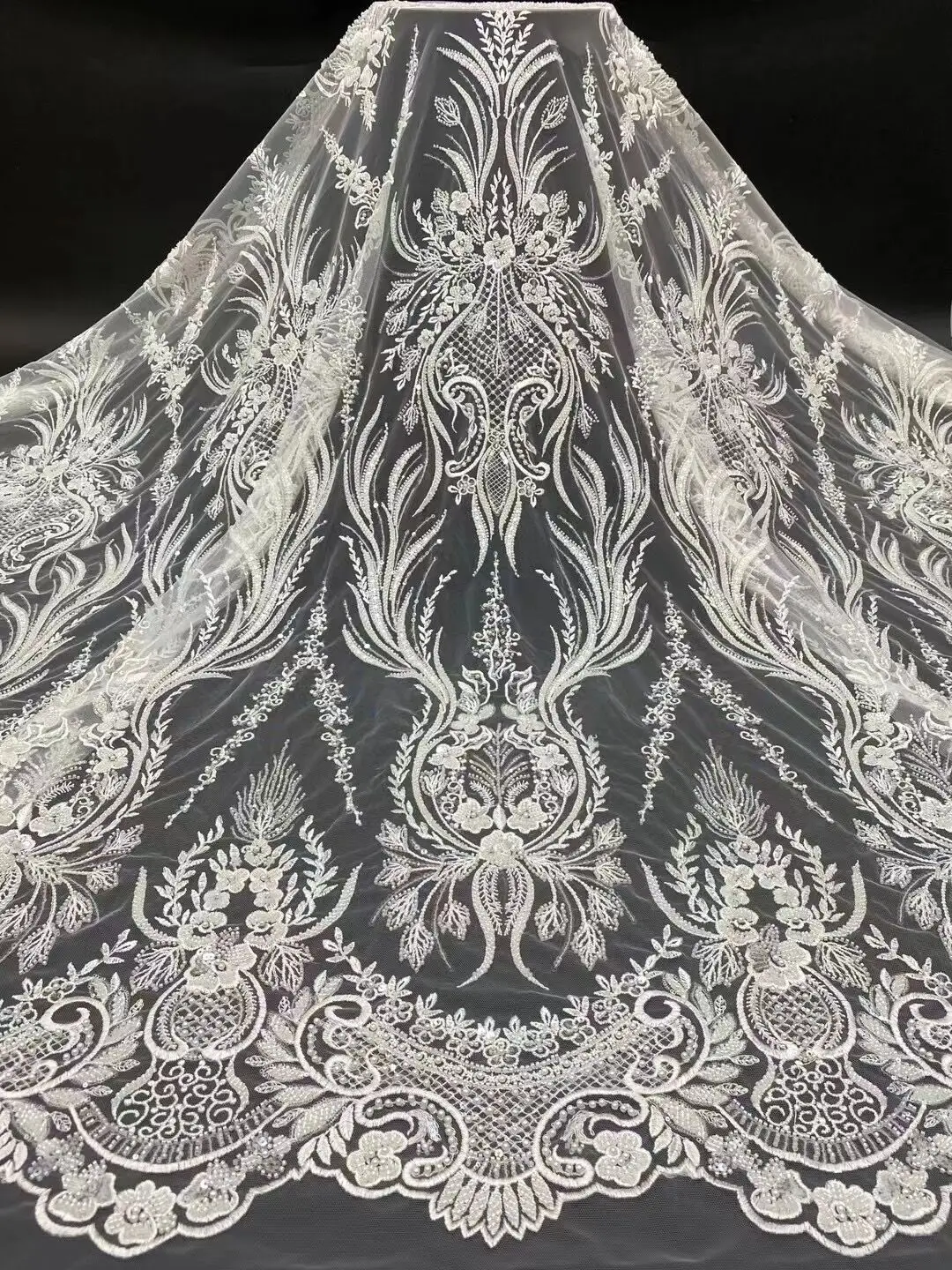 

High quality beaded embroidery fabric Dress design French mesh lace Nigeria fabirc SYJ-13028716 For Weddings