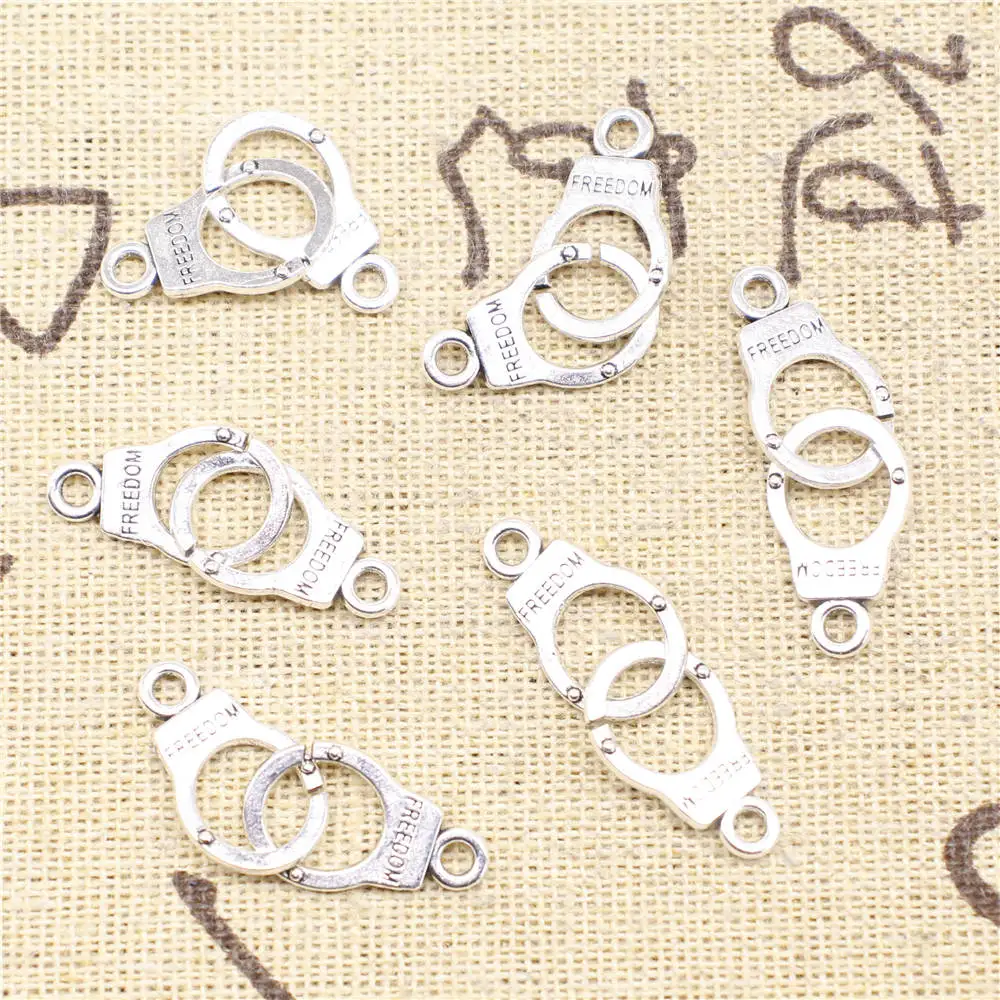 10pcs Antique Silver Color 10x17mm Handcuffs Charms Handmade Jewerly Diy