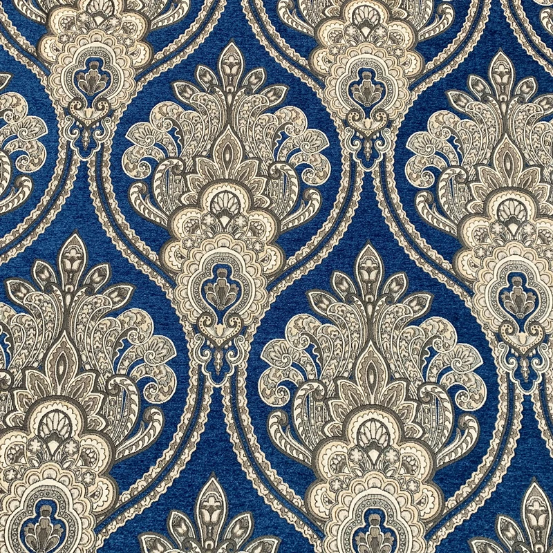 Deluxe Royal Blue Damask Chenille Heavy Home Decorative Sofa Curtain Upholstery Drapery Solid Fabric 280cm 1 Meter Pack