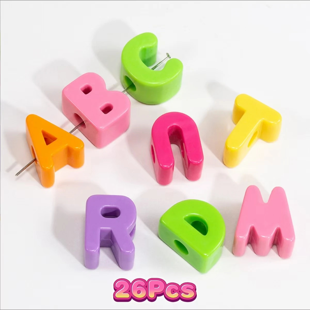 Multi Color Big Hole Acrylic Letter Beads for Children, Handcraft Ornament, Alphabet Spacer, Necklace Accessories, DIY Jewelry