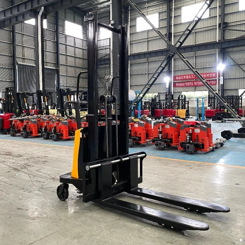 500kg 700kg 1000kg  2.0 TON Semi Electric Self Load Lifting Pallet Stacker Forklift Standing Style Semi Electric Stacker