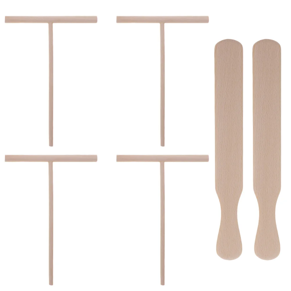 

6Pcs Wood Spatulas EcoFriendly PancakeCrepe BatterSpreading Tool Kit WoodenCooking utensils for kitchen pancake making