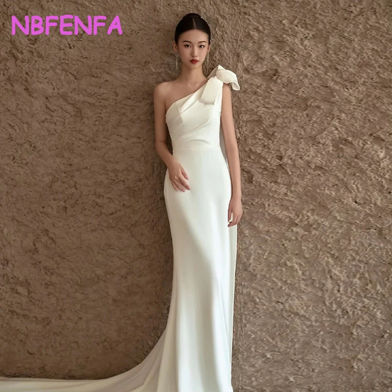 French Satin Light Wedding Dresses for Woman 2024 New Bride Simple Temperament Fishtail Small Trailing Welcome White Dress Skirt