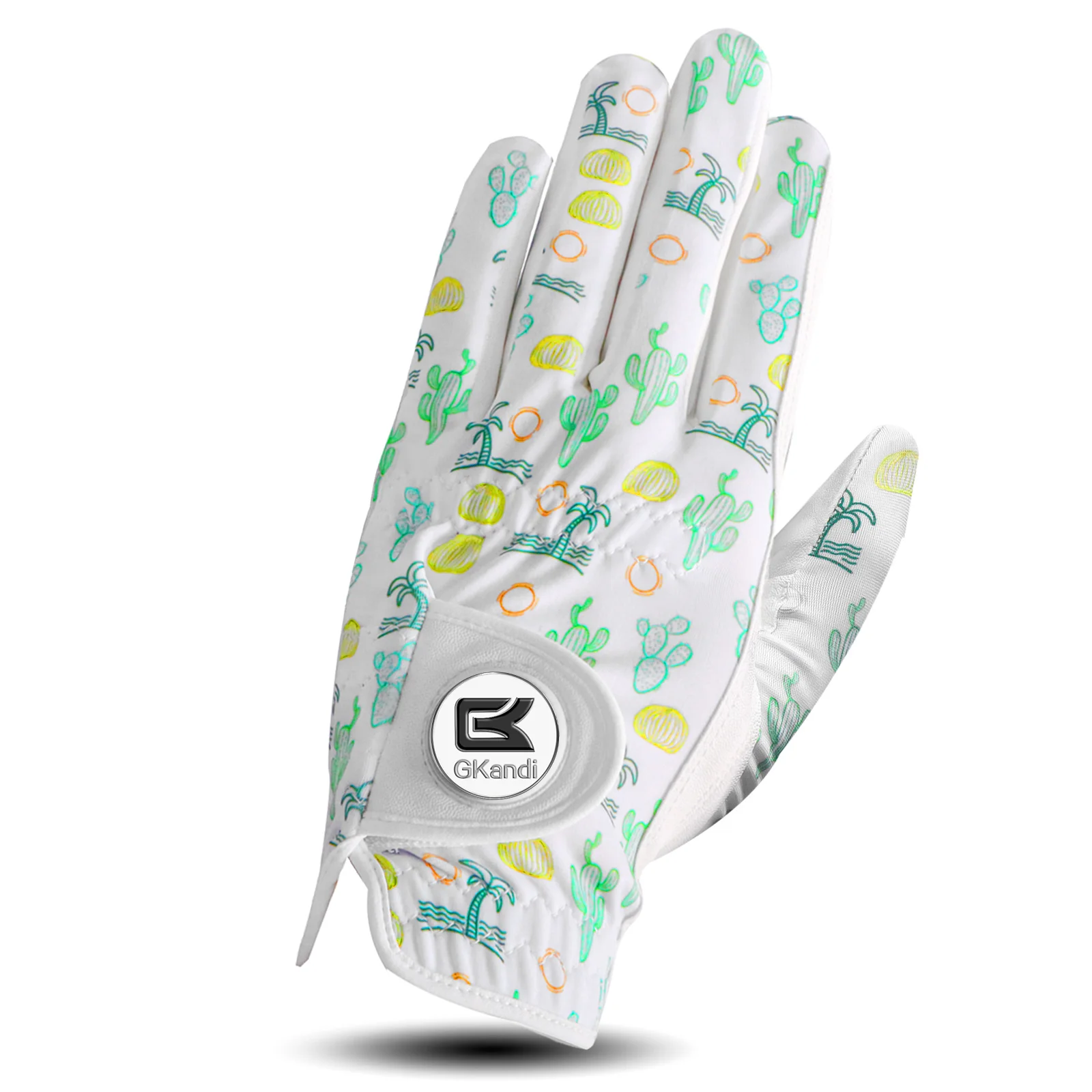 Golf Gloves Men Left Hand for Right Handed Golfer with Ball Marker Printed 1 Pack, Mens Leather Golf Glove All Weather Grip