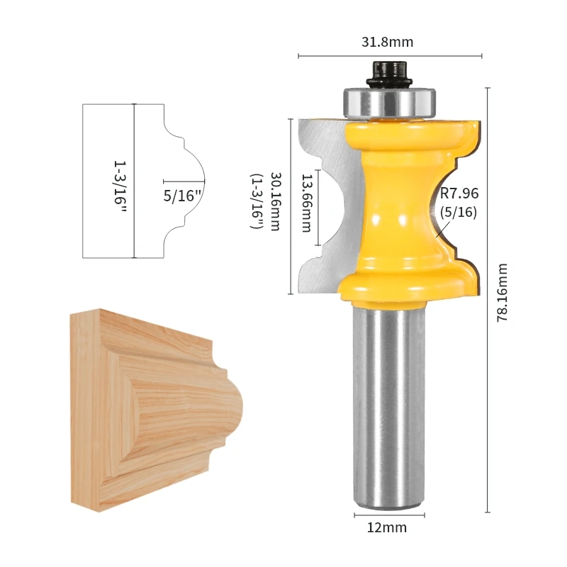 YUSUN  Bull Nose Molding Handrail  Router Bit Woodworking Milling Cutter For Wood  Face Mill