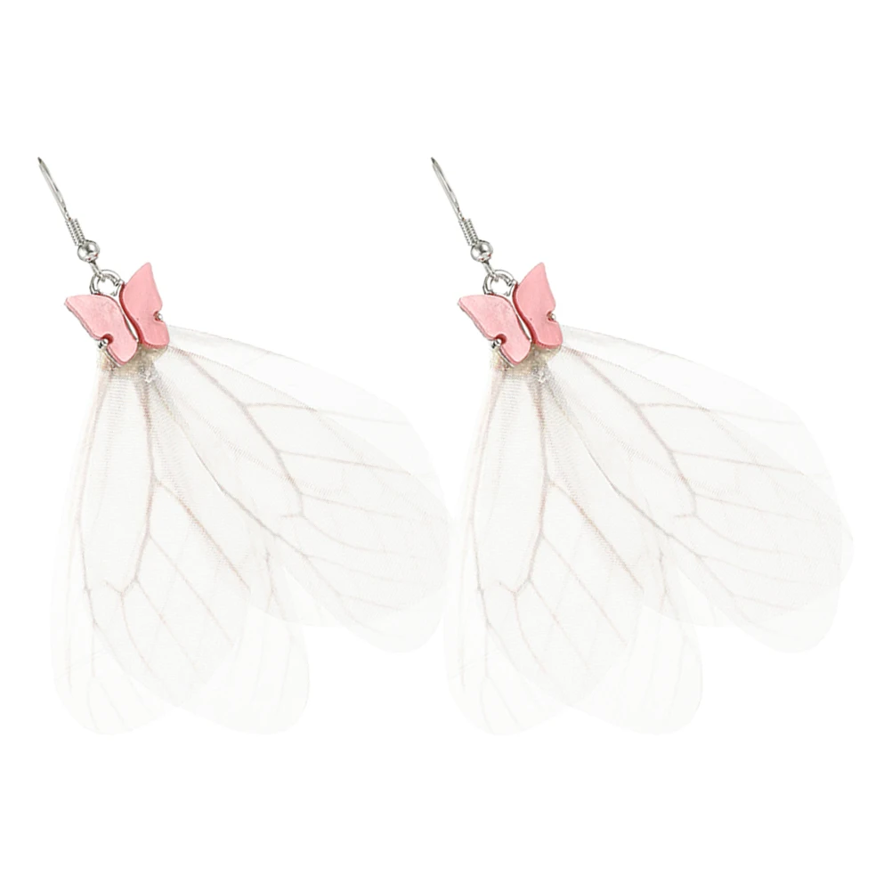 

Butterfly Wing Dangle Earrings Skin Powder Color Long Drop Metal Ethnic Style Exquisite Design Comfortable Wear Matching Outfits