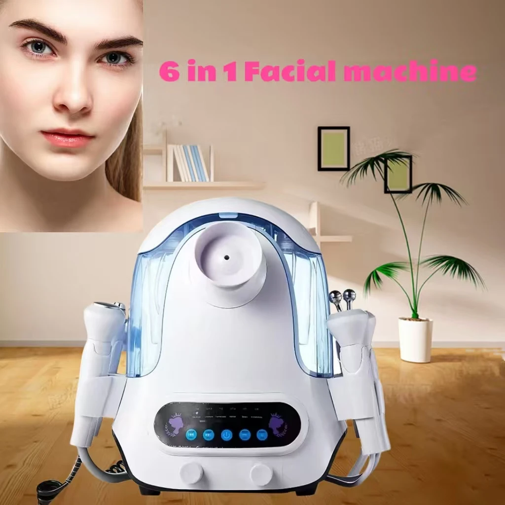 

6 в 1, домашний отшелушивающий микродермабразия, отпариватель для лица, ультразвуковой горячий и холодный кислородный спрей, спа-микродермабразия для лица, гидро