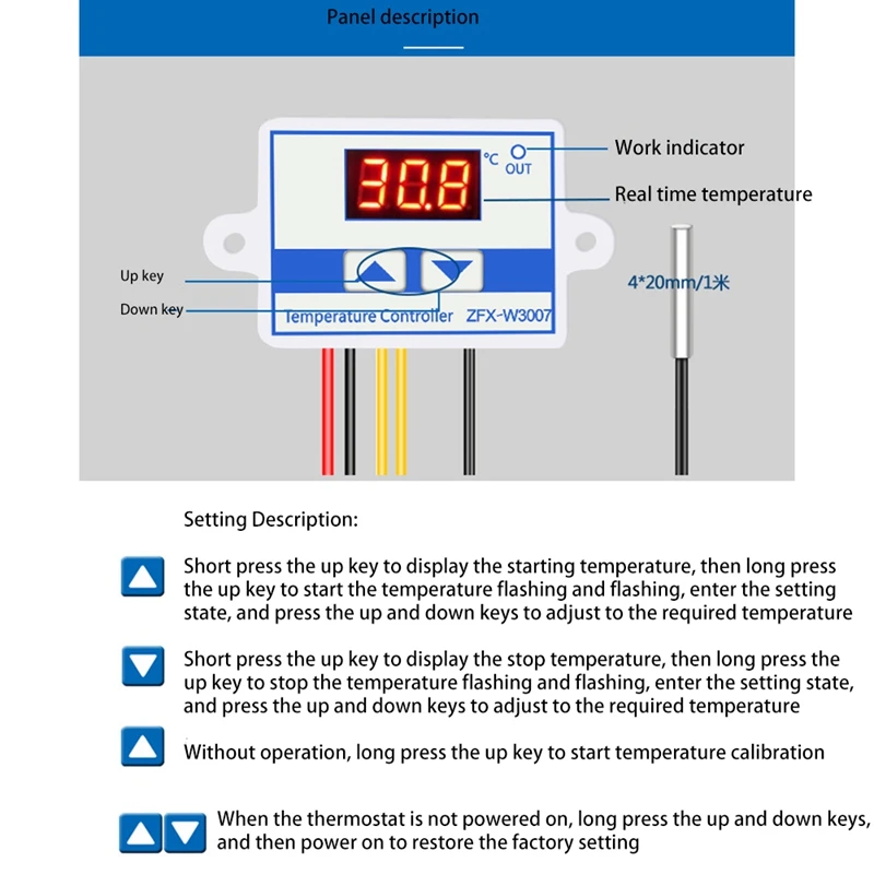 ZFX-W3007 10a digitaler Temperatur regler Qualitäts thermo regler Thermo element thermostat mit LCD-Anzeige 220V