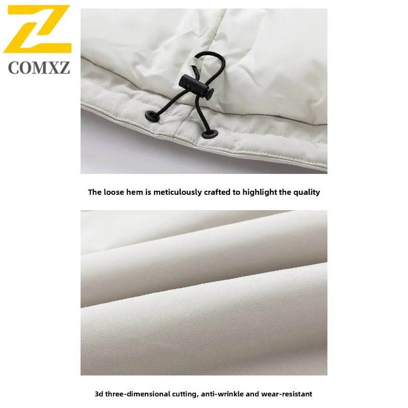 COMXZ Winter Down Jacket Men Women High-quality Camo Fluffy Fur Collar White Duck Down Parka Coat Casual Thermal Puffer Jacket