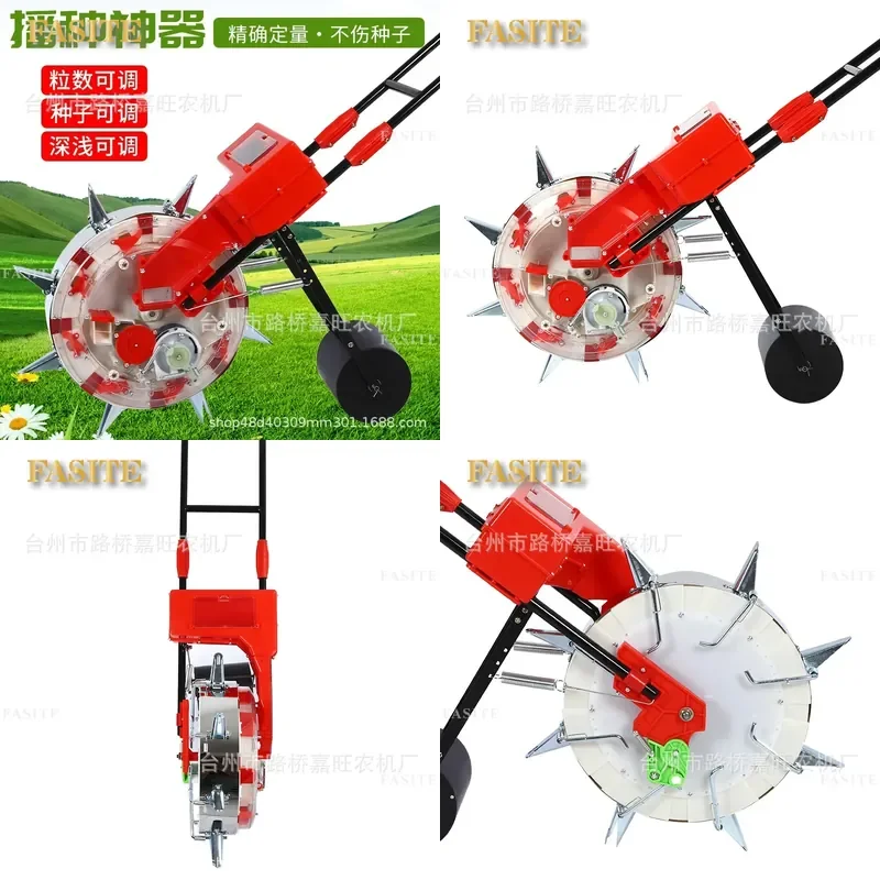 For Small Household Hand Pushed Peanut Corn Soybean Seeder Multi Functional Fine Sowing Machine Baogang Steel Garden Farming