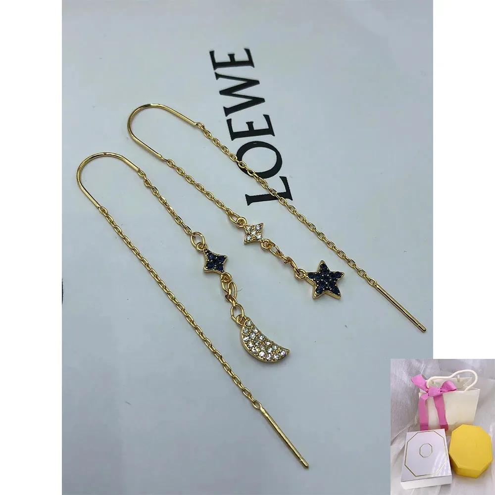 

Новые модные золотые серьги со звездой и луной, универсальные романтические подарки для праздничной вечеринки