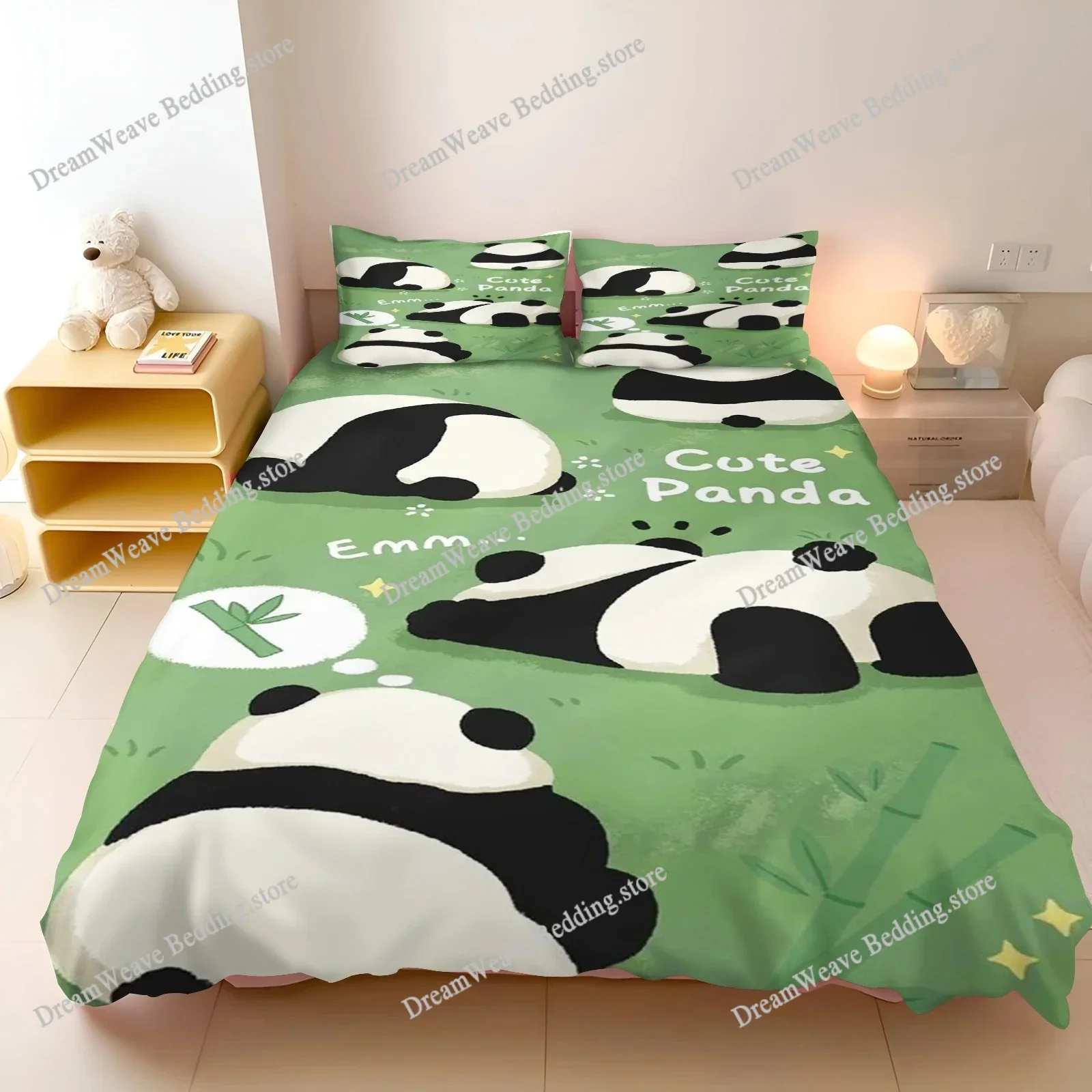 Duvet Cover Panda Cartoon Full Cute Children's Bedroom 100% Polyester Adult Gift Bedding Set Home Textileextile963963