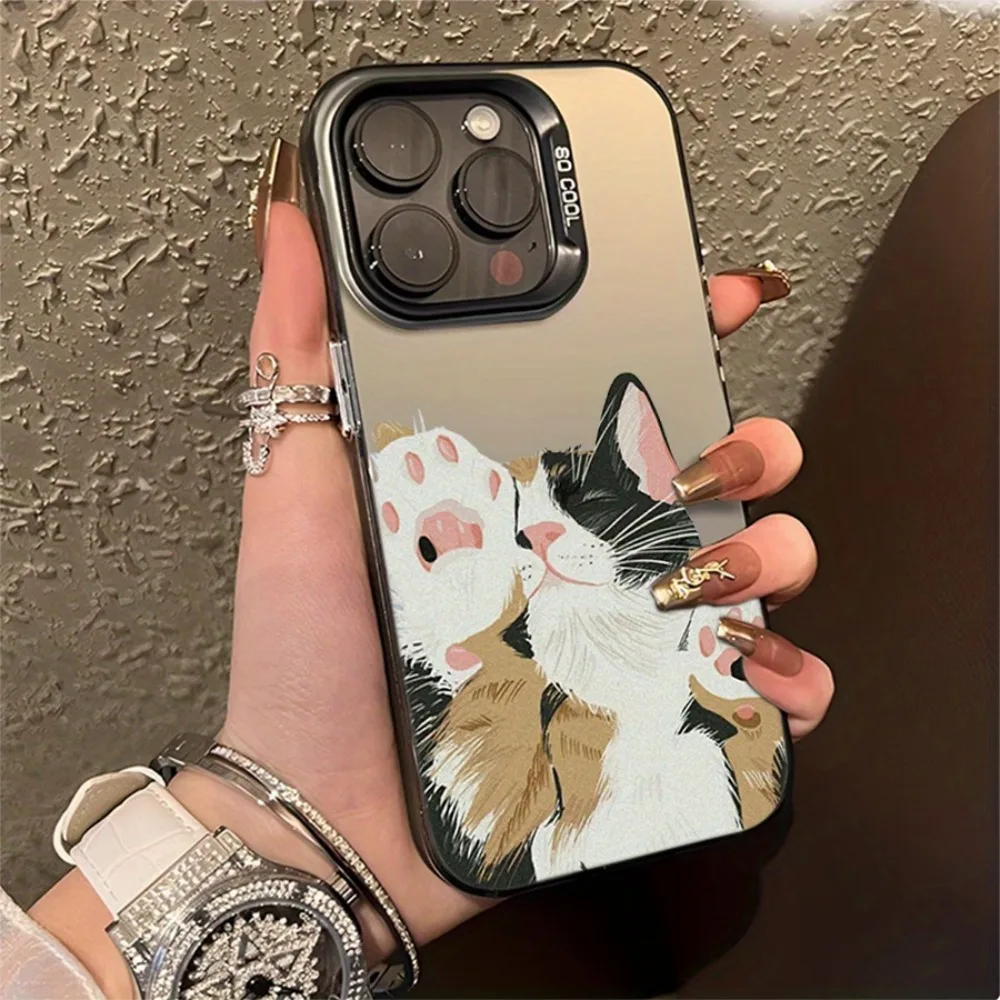 

Cute spotted cat paw prints phone case for iPhone 16 15 14 13 12 11 Pro/ Max/Plus shock-proof rear cover anti-fingerprint