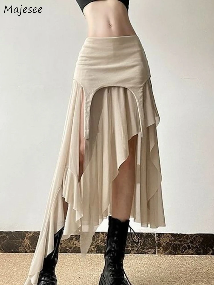 

Лоскутные юбки женские трапециевидные с высокой талией кружевные весенние темпераментные винтажные корейские стильные облегающие универсальные дизайнерские женские уличные шикарные юбки