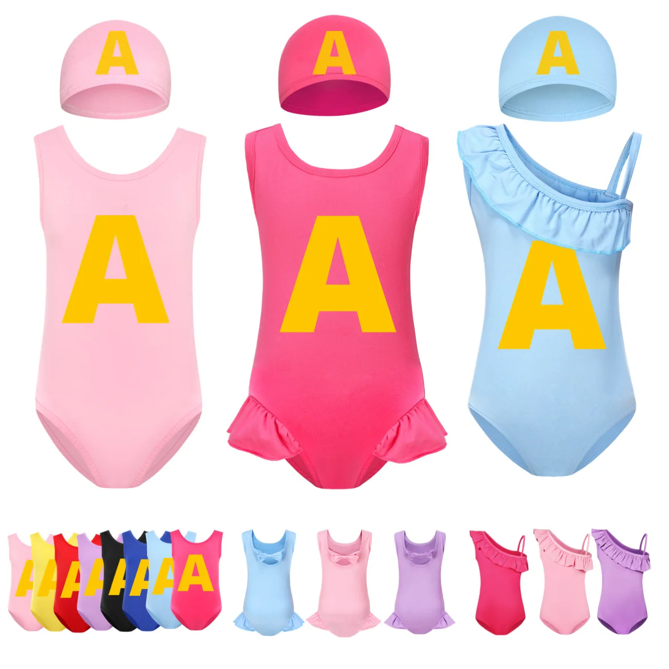 Kids Swimwear Girls Summer Alvin and The Chipmunks One-Piece Swimsuit Children Sleeveless Swiming Biniki Sets 5524