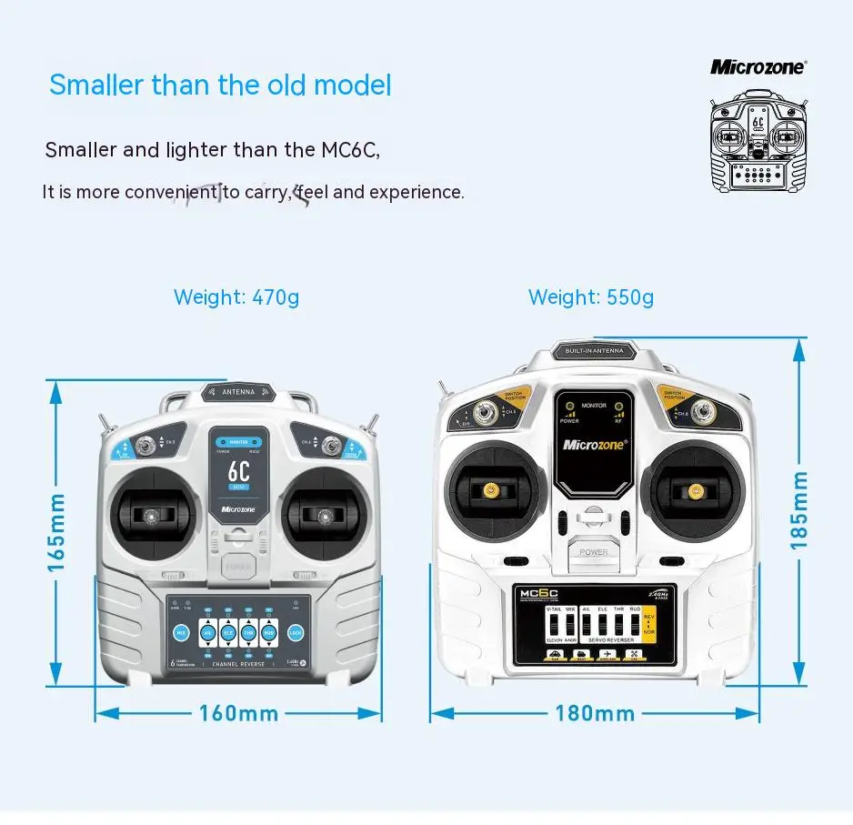 Microzone Mc6c 2.4g 6ch Controller Transmitter Receiver Radio System For Rc Airplane Drone Multirotor Helicopter Car Boat