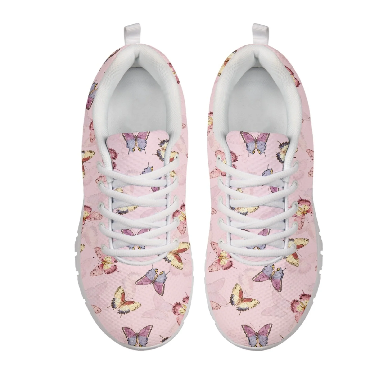 Coloranimal Breathable Low Top Sports Gym Jogging Athletic Shoes Women's Running Shoe for Tennis Butterfly Leopard Print