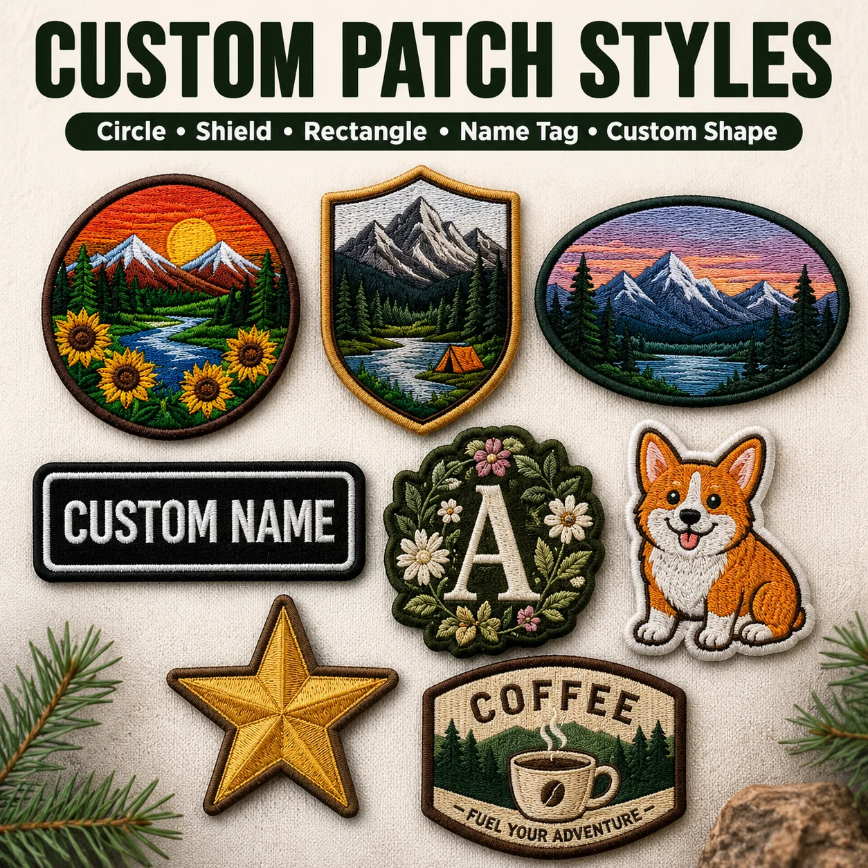 Personalized Custom Embroidered Patch Logo Name Design Outdoor Badge Iron On Sew On for Hats Jackets Bags Hiking Camping Gear