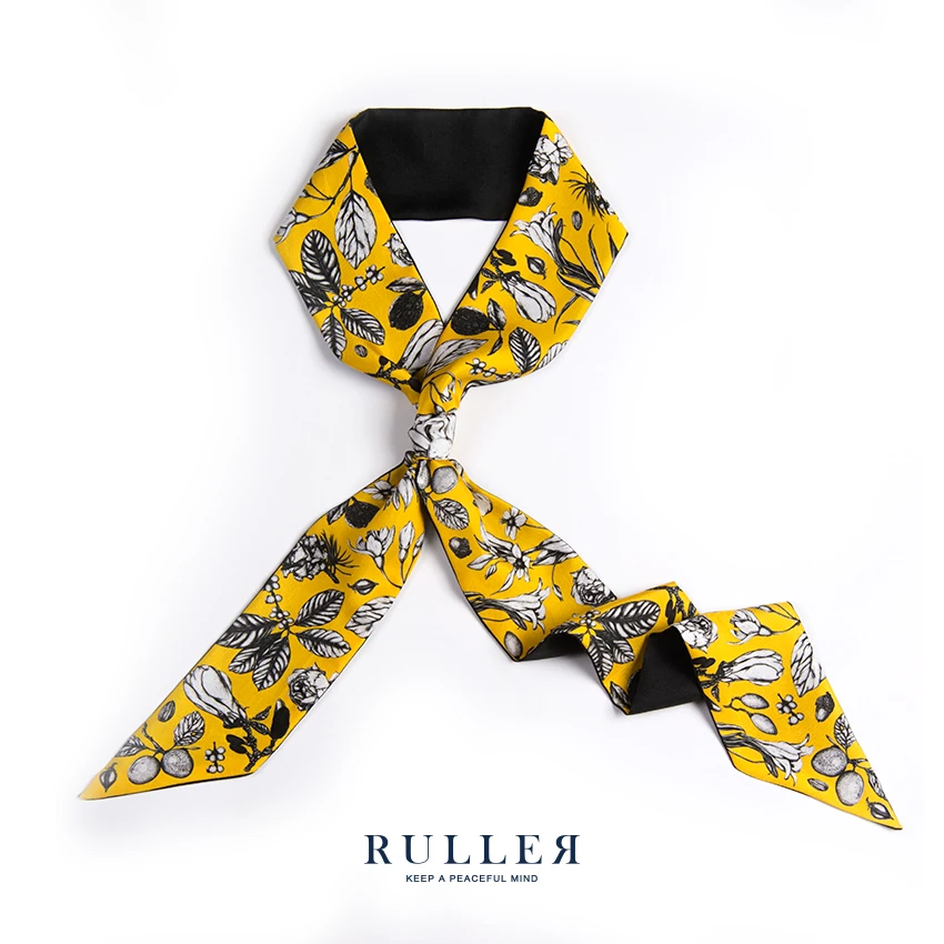 original-design-silk-scarf-narrow-plant-sketch-gift-multifunctional-silk-scarf-for-all-seasons-160cm-width-8cm-length